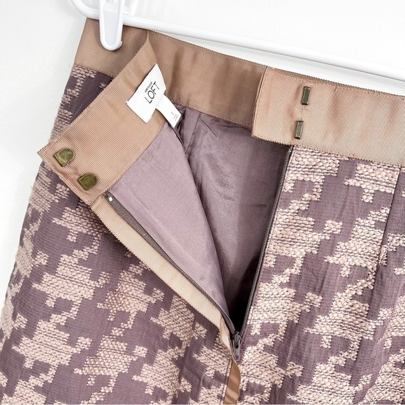 Ann Taylor LOFT Mauve Pink Houndstooth Print Straight Pencil Skirt - Size 8 - Picture 5 of 7